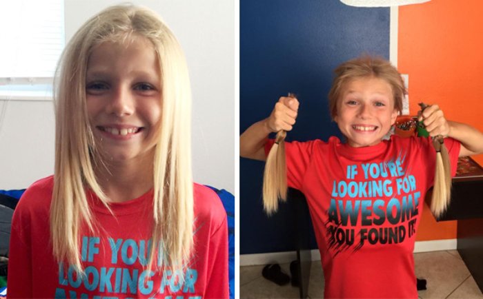 saçlarını iki yıl uzatıp yardım parası için kestiren çocuk